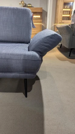 Gruber Ecksofas|Ecksofa Caruba Stoff Elsass Blau Gestell Aluminium Füße Pulverbeschichtet Aluminium Schwarz Mit Manuellen Verstellungen Inklusive Hocker
