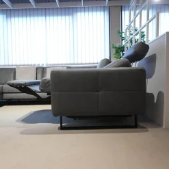 Zehdenick Ecksofas|Ecksofa Cassius Stoff Galero Slate Grau Kufe K001 Schwarz Mit Kopfstützen Und WallAway Funktion