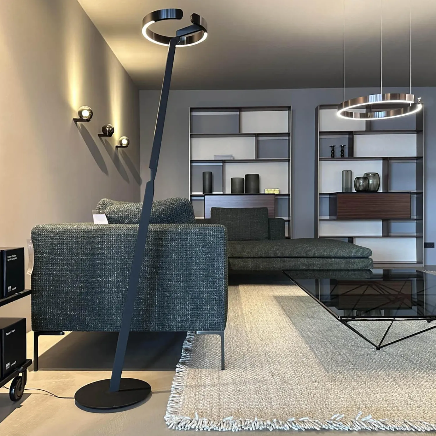 B&B Italia Ecksofas|Ecksofa Charles Large Stoff Super Sirte Kieferngrün Füße Aluminium Schwarz Verchromt Lackiert