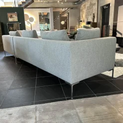 B&B Italia Ecksofas|Ecksofa Charles Stoff Esopo 2522151 Hellgrau Füße Aluminium Poliert mit Kissen