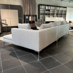 B&B Italia Ecksofas|Ecksofa Charles Stoff Esopo 2522151 Hellgrau Füße Aluminium Poliert mit Kissen