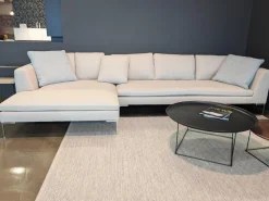 B&B Italia Ecksofas|Ecksofa Charles Stoff Lodi Natur Creme Füße Chrom mit 8 Kissen