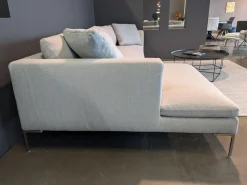 B&B Italia Ecksofas|Ecksofa Charles Stoff Lodi Natur Creme Füße Chrom mit 8 Kissen