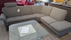 Arco Ecksofas|Ecksofa Chronos Stoff Medusa Rauchblau Grau Blau Metallfuß M01 Poliert Armlehne Klappbar Inklusive Kopfstütze