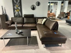 Erpo Ecksofas|Ecksofa CL 500 Leder 43 Mocca Braun mit Fuß- und Kopfstütze
