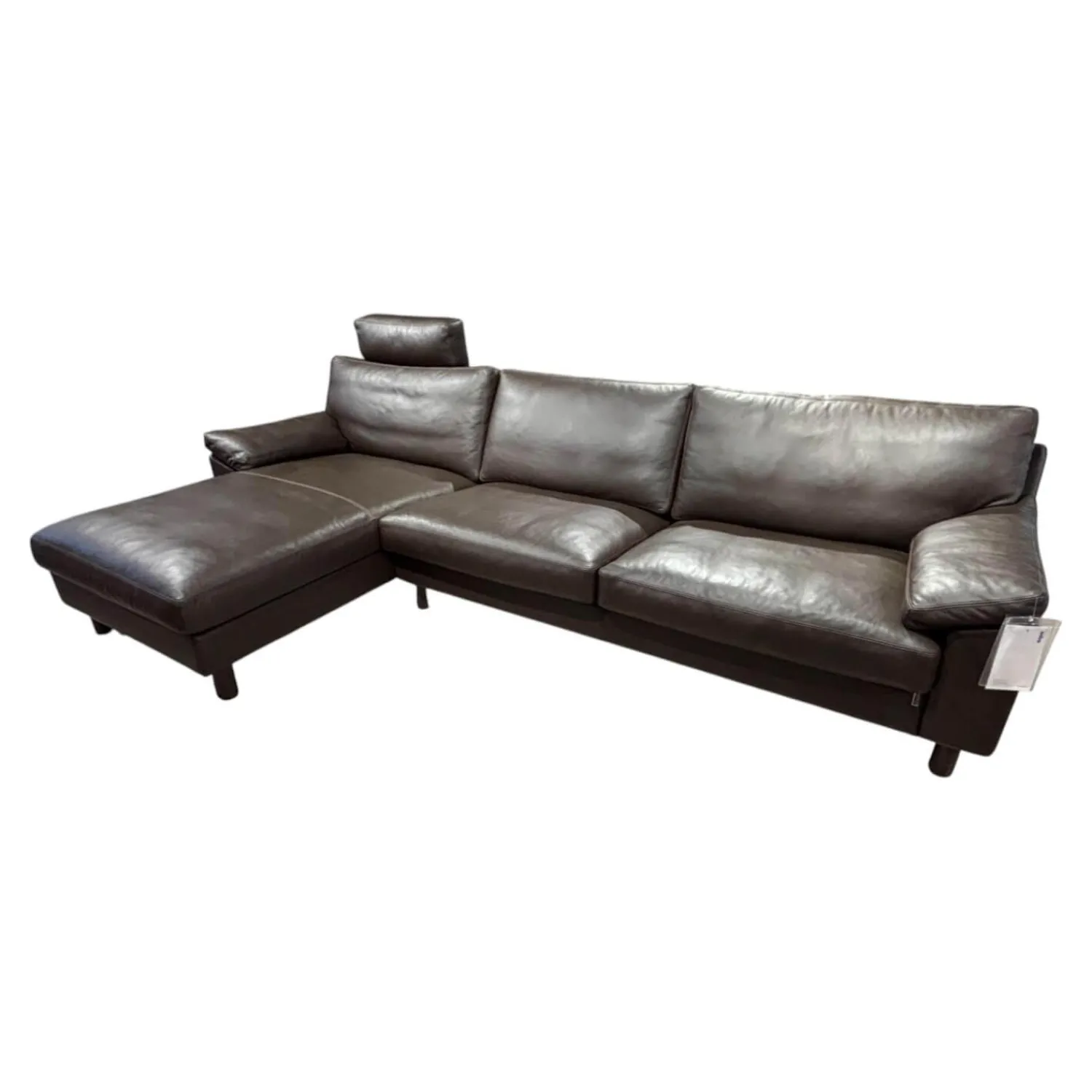 Erpo Ecksofas|Ecksofa Classics 650 Leder 42.089 Mocca Braun Fuß CL40 Wenge