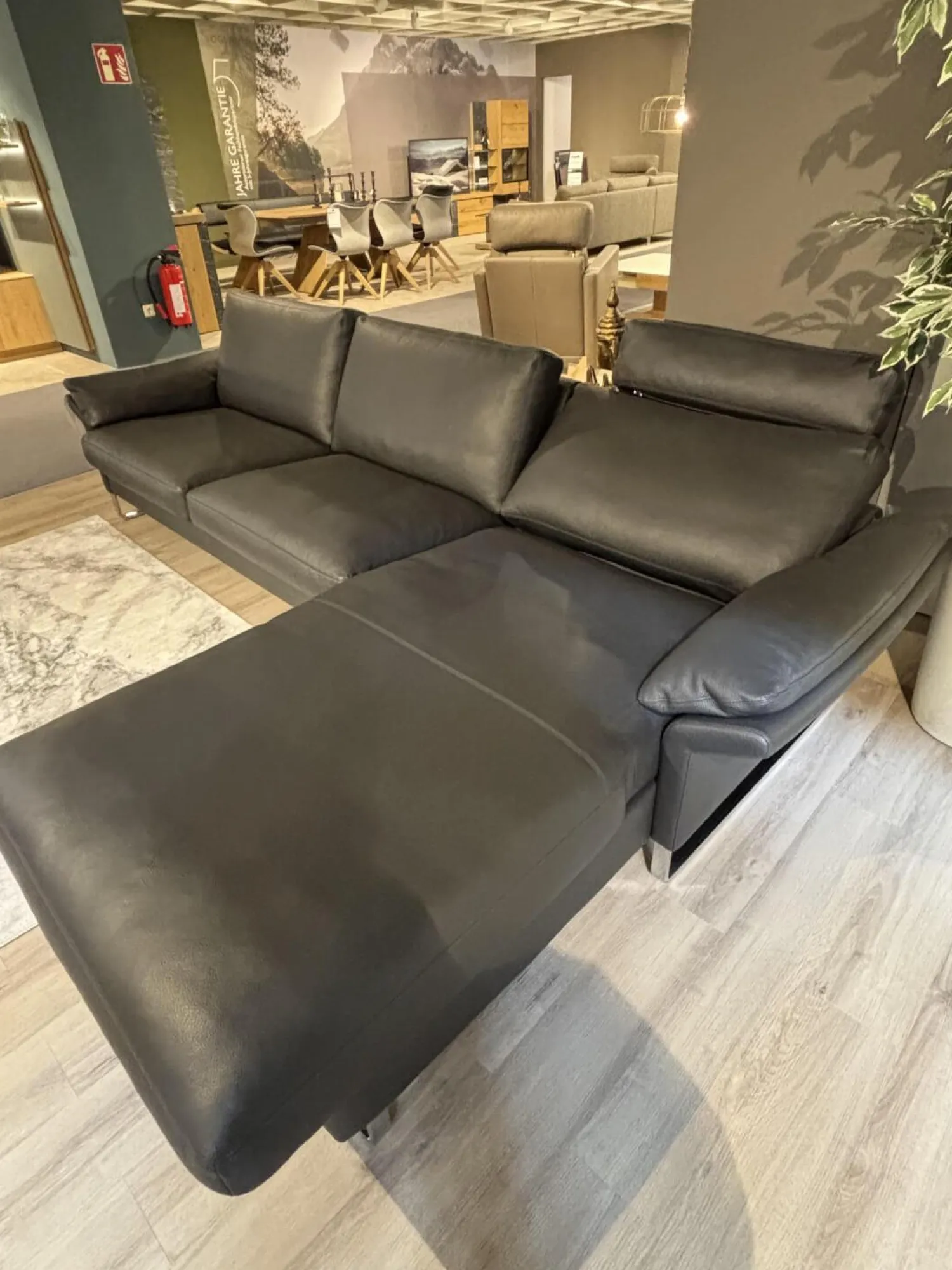 Erpo Ecksofas|Ecksofa Classics 960 Leder 43.059 Anthrazit Kufe Hochglanz mit Relaxfunktion