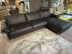Erpo Ecksofas|Ecksofa Classics 960 Leder 43.059 Anthrazit Kufe Hochglanz mit Relaxfunktion