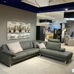 Erpo Ecksofas|Ecksofa Classics 500 Leder 43 Grau 570 mit Kopfstütze
