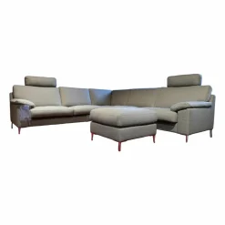 Erpo Ecksofas|Ecksofa Classics Stoff Sugar Natur Fuß 59 Aluminium mit Hocker