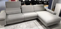himolla Ecksofas|Ecksofa Comfortmaster Spektra 1487 Stoff Loop 02 Jet Hellgrau Metallkufe Anthrazit Motorisch Verstellbar