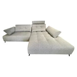 Contur Ecksofas|Ecksofa Comodo Stoff Q2 Rustico Azuro Grau Füße Metall Anthrazit Inklusive Lendenkissen