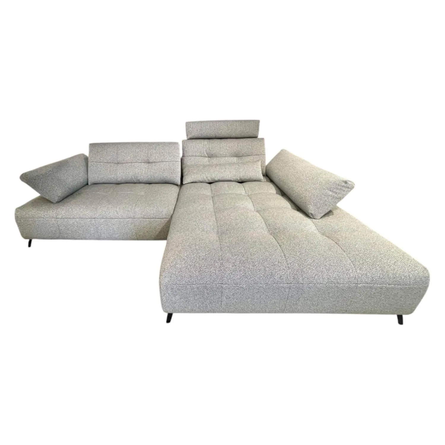 Contur Ecksofas|Ecksofa Comodo Stoff Q2 Rustico Azuro Grau Füße Metall Anthrazit Inklusive Lendenkissen