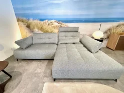 Contur Ecksofas|Ecksofa Comodo Stoff Q2 Rustico Azuro Grau Füße Metall Anthrazit Inklusive Lendenkissen