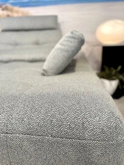 Contur Ecksofas|Ecksofa Comodo Stoff Q2 Rustico Azuro Grau Füße Metall Anthrazit Inklusive Lendenkissen