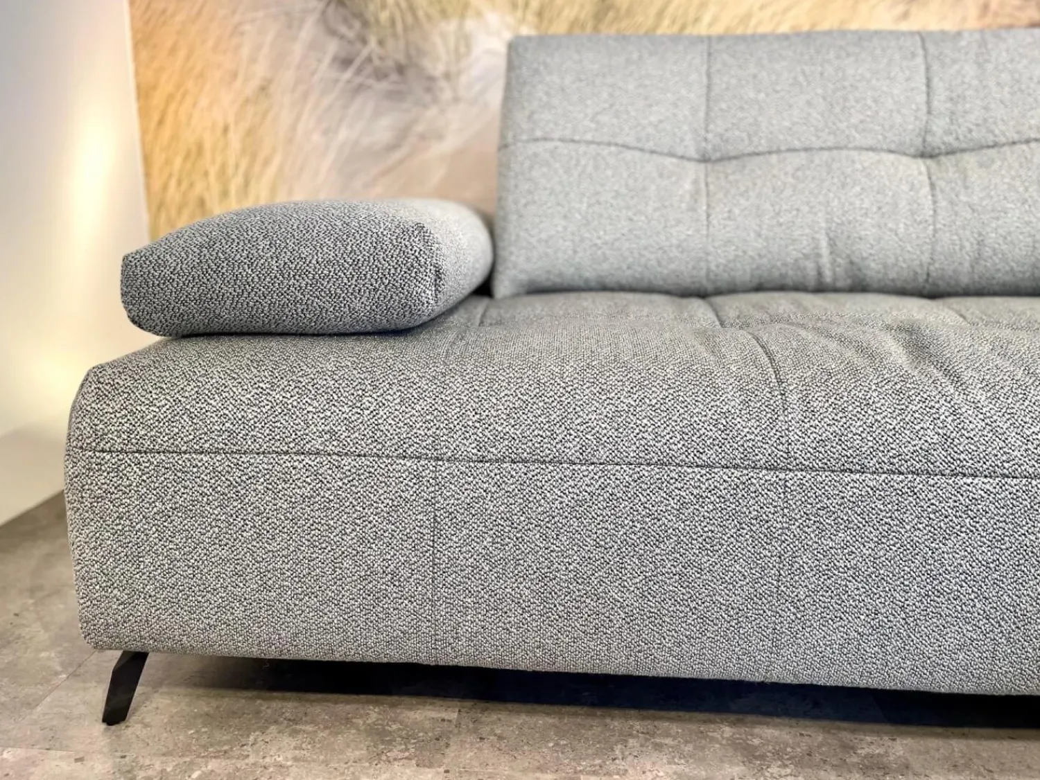 Contur Ecksofas|Ecksofa Comodo Stoff Q2 Rustico Azuro Grau Füße Metall Anthrazit Inklusive Lendenkissen