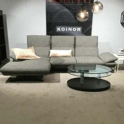 Koinor Polstergruppen|Ecksofa Cono Stoff Kaleido Grau Braun Kufengestell Metall Schwarz Inklusive Kissen