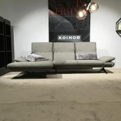 Koinor Polstergruppen|Ecksofa Cono Stoff Kaleido Grau Braun Kufengestell Metall Schwarz Inklusive Kissen
