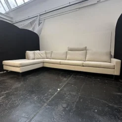 COR Ecksofas|Ecksofa Conseta Bezug Stoff 8081 Muschel Grau Schmalfüße Anthrazit inklusive Kopfstütze