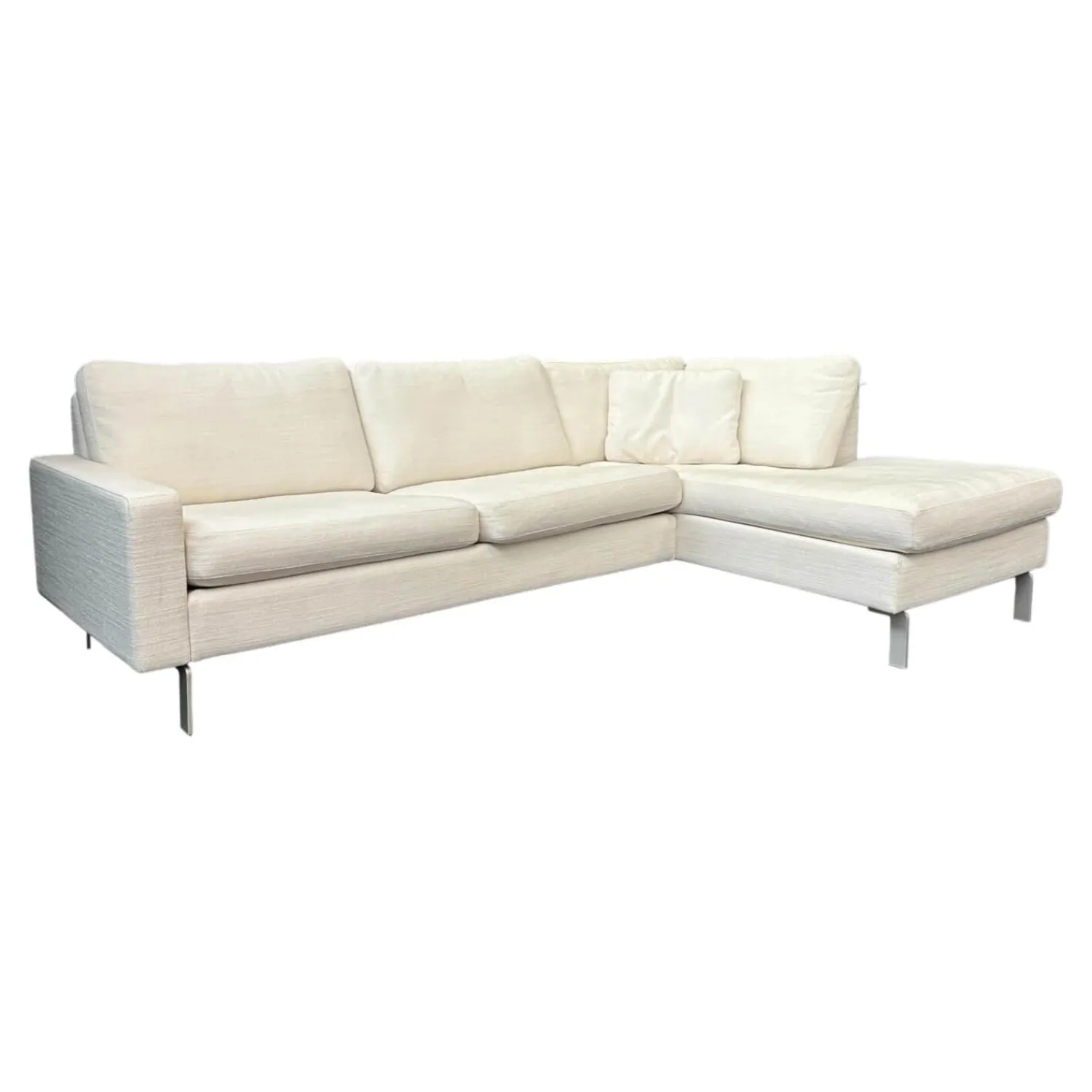 COR Ecksofas|Ecksofa Conseta Bodenfrei Stoff 7149 Weiß Schmalfüße F04 Feinstruktur Stahl Mit Filtgleiter