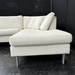 COR Ecksofas|Ecksofa Conseta Bodenfrei Stoff 7149 Weiß Schmalfüße F04 Feinstruktur Stahl Mit Filtgleiter
