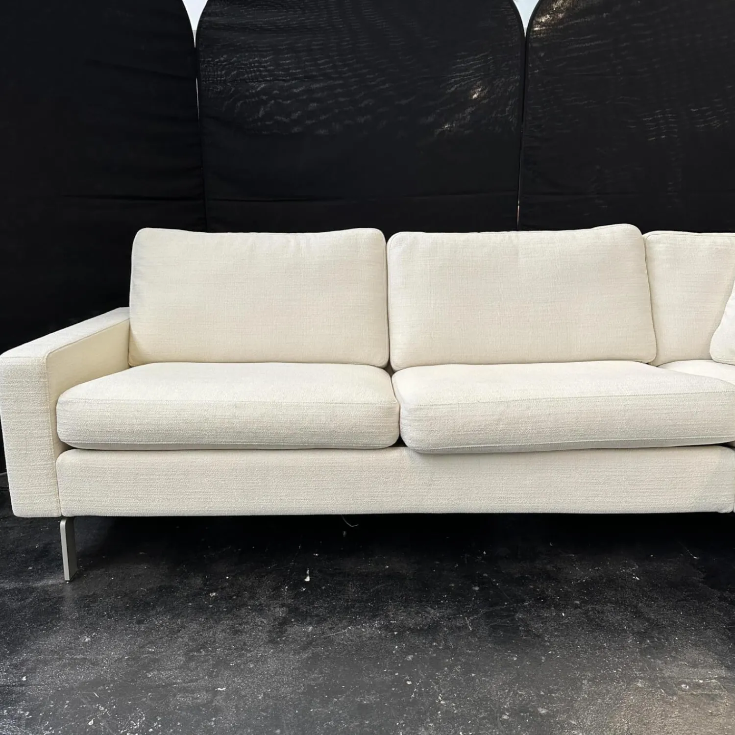 COR Ecksofas|Ecksofa Conseta Bodenfrei Stoff 7149 Weiß Schmalfüße F04 Feinstruktur Stahl Mit Filtgleiter