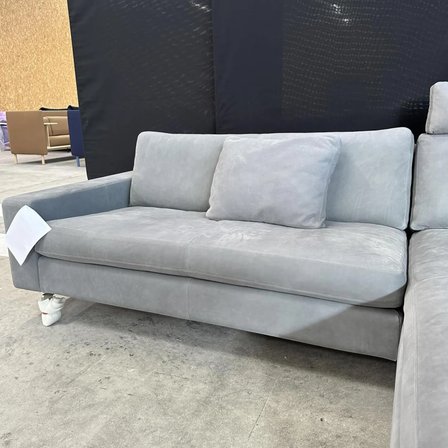 COR Ecksofas|Ecksofa Conseta Leder 682 Elefantengrau Schmalfuß Edelstahl Inklusive Kopfstütze Und 2 Armlehnenkissen