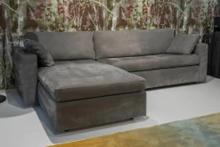 COR Ecksofas|Ecksofa Conseta Leder Puro 681 Graphitgrau mit 2 Armlehnkissen