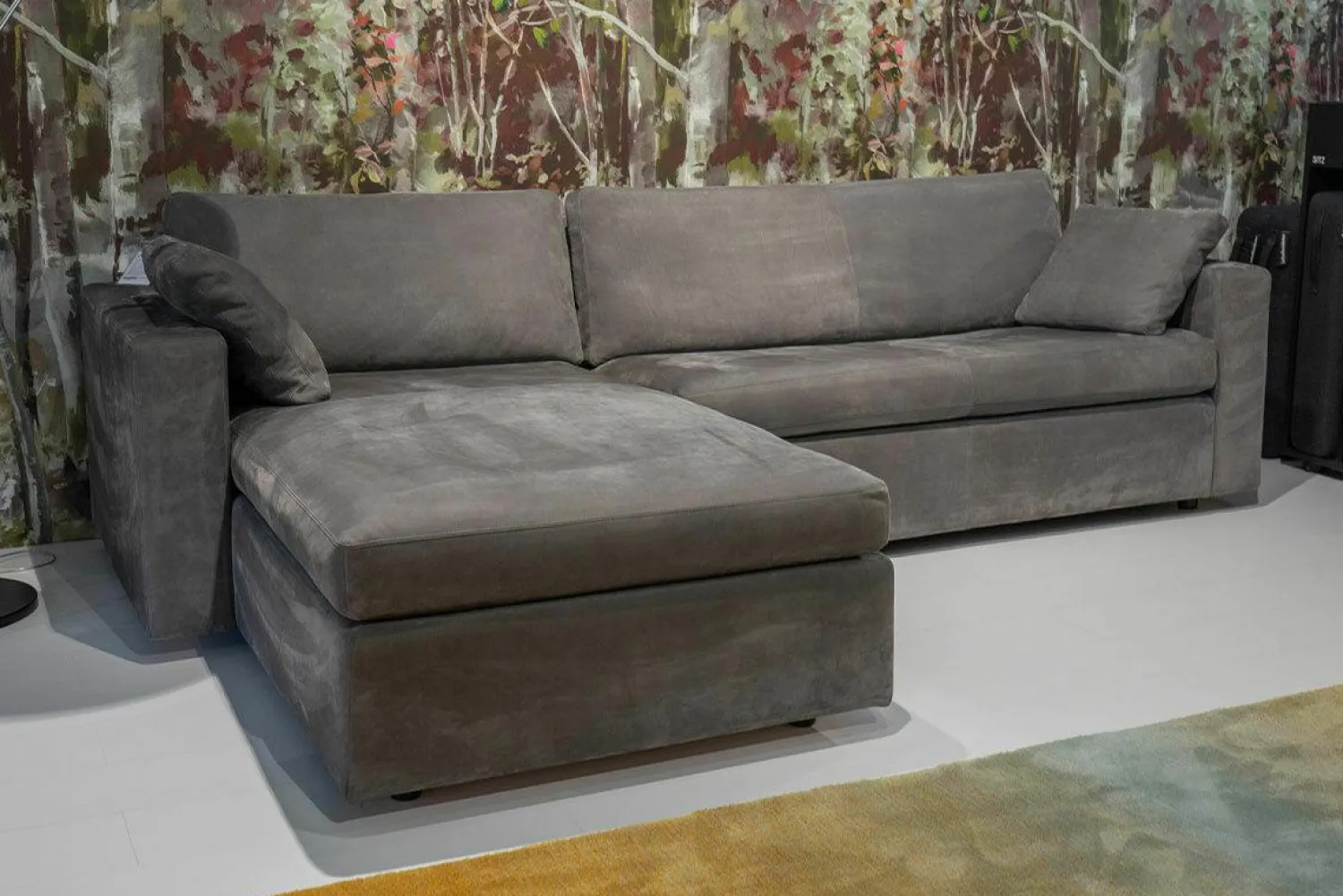 COR Ecksofas|Ecksofa Conseta Leder Puro 681 Graphitgrau mit 2 Armlehnkissen