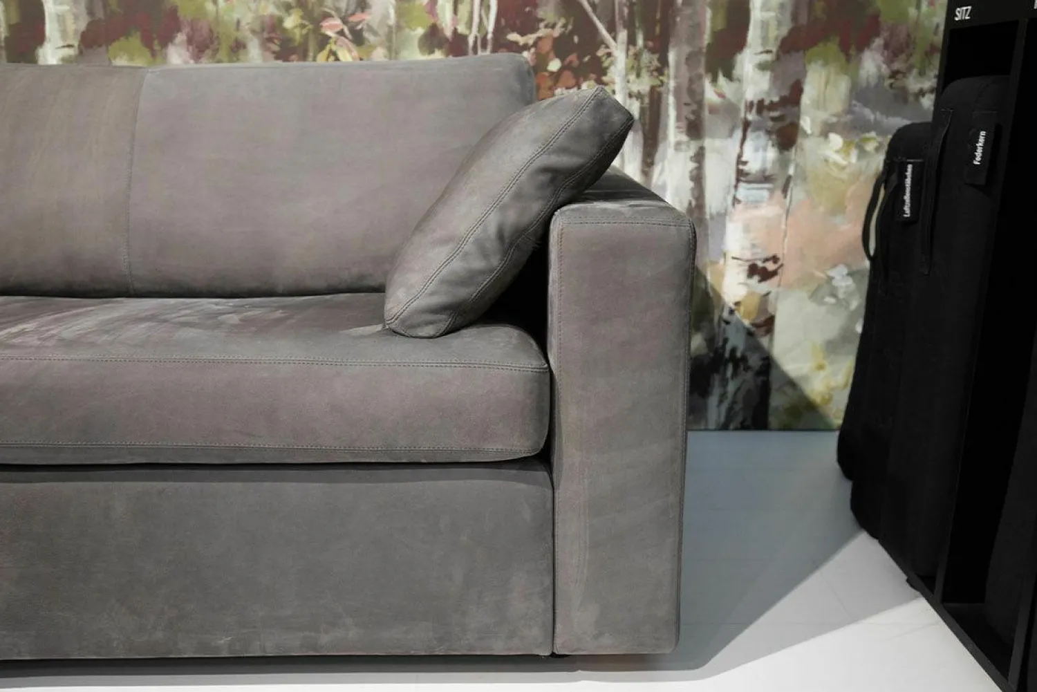 COR Ecksofas|Ecksofa Conseta Leder Puro 681 Graphitgrau mit 2 Armlehnkissen