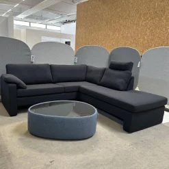 COR Ecksofas|Ecksofa Conseta Stoff 9168 Anthrazit Gestell Anthrazit Mit Stoff Bezogen Mit Kissen Und Kopfstütze
