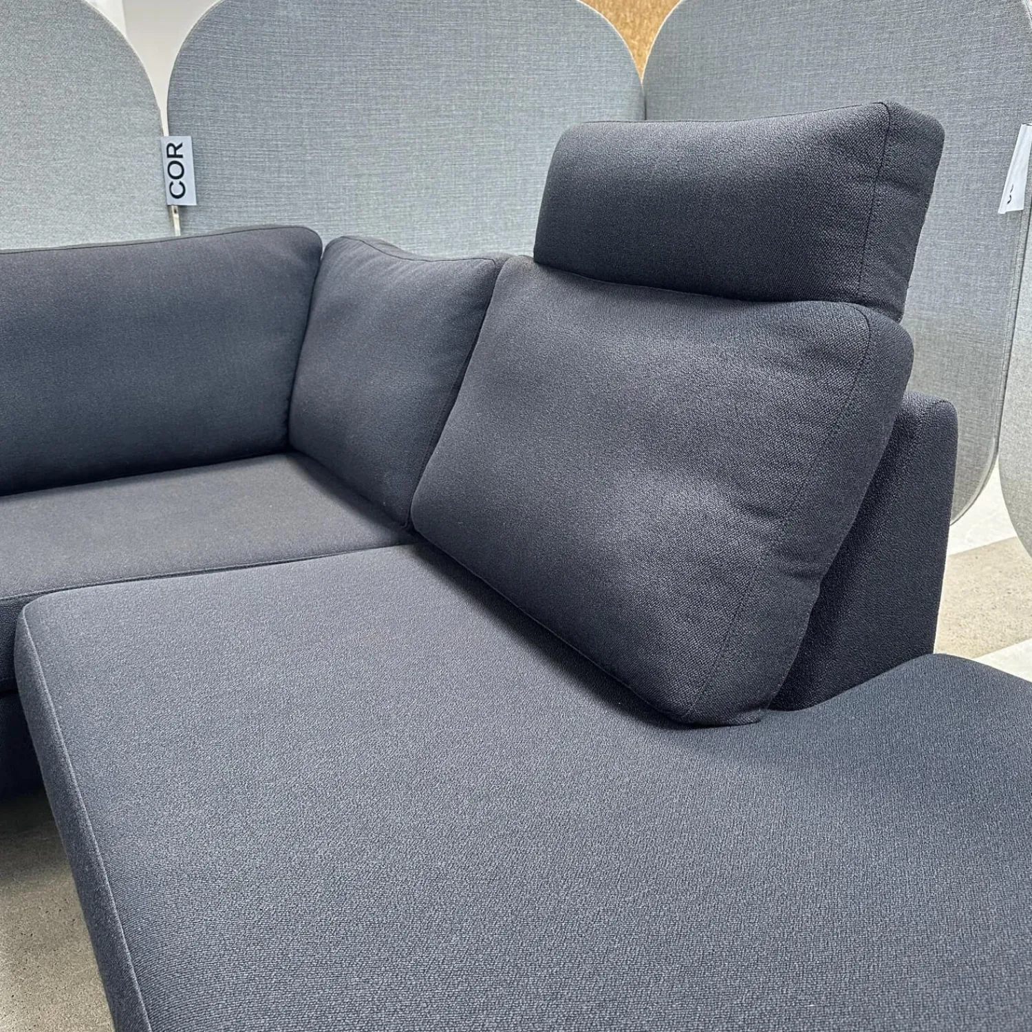 COR Ecksofas|Ecksofa Conseta Stoff 9168 Anthrazit Gestell Anthrazit Mit Stoff Bezogen Mit Kissen Und Kopfstütze