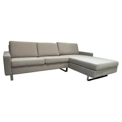 COR Ecksofas|Ecksofa Conseta Stoff 8158 Ecru Grau Weiß Metallkufen Verchromt Mit Filzgleitern