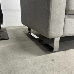COR Ecksofas|Ecksofa Conseta Stoff 8158 Ecru Grau Weiß Metallkufen Verchromt Mit Filzgleitern