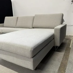 COR Ecksofas|Ecksofa Conseta Stoff 8158 Ecru Grau Weiß Metallkufen Verchromt Mit Filzgleitern