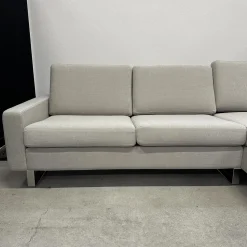COR Ecksofas|Ecksofa Conseta Stoff 8158 Ecru Grau Weiß Metallkufen Verchromt Mit Filzgleitern