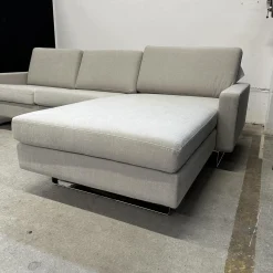 COR Ecksofas|Ecksofa Conseta Stoff 8158 Ecru Grau Weiß Metallkufen Verchromt Mit Filzgleitern