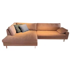 COR Ecksofas|Ecksofa Conseta Stoff 9121 Flamingo Rosa Schmalfuß Metall Lack 3012 Rosa Inklusive Kissen