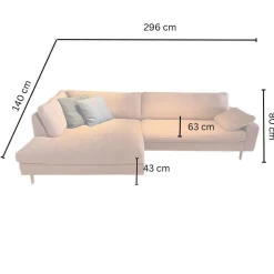 COR Ecksofas|Ecksofa Conseta Stoff 9121 Flamingo Rosa Schmalfuß Metall Lack 3012 Rosa Inklusive Kissen