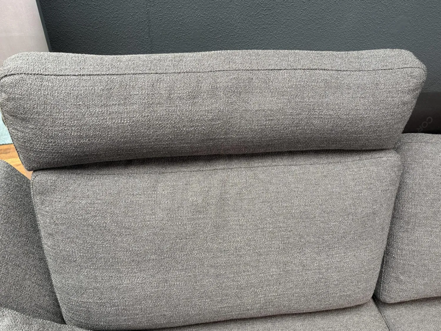 COR Ecksofas|Ecksofa Conseta Stoff 7146 Grau mit Kissen und Kopfstütze