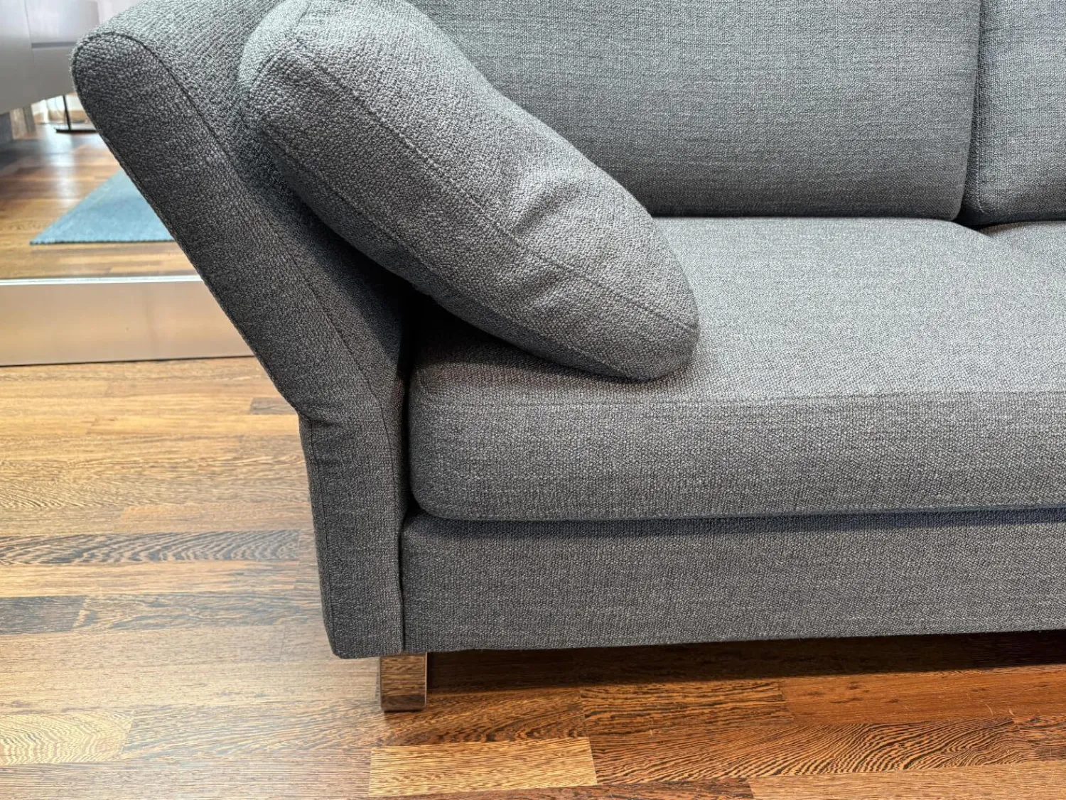 COR Ecksofas|Ecksofa Conseta Stoff 7146 Grau mit Kissen und Kopfstütze