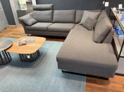 COR Ecksofas|Ecksofa Conseta Stoff 7146 Grau mit Kissen und Kopfstütze