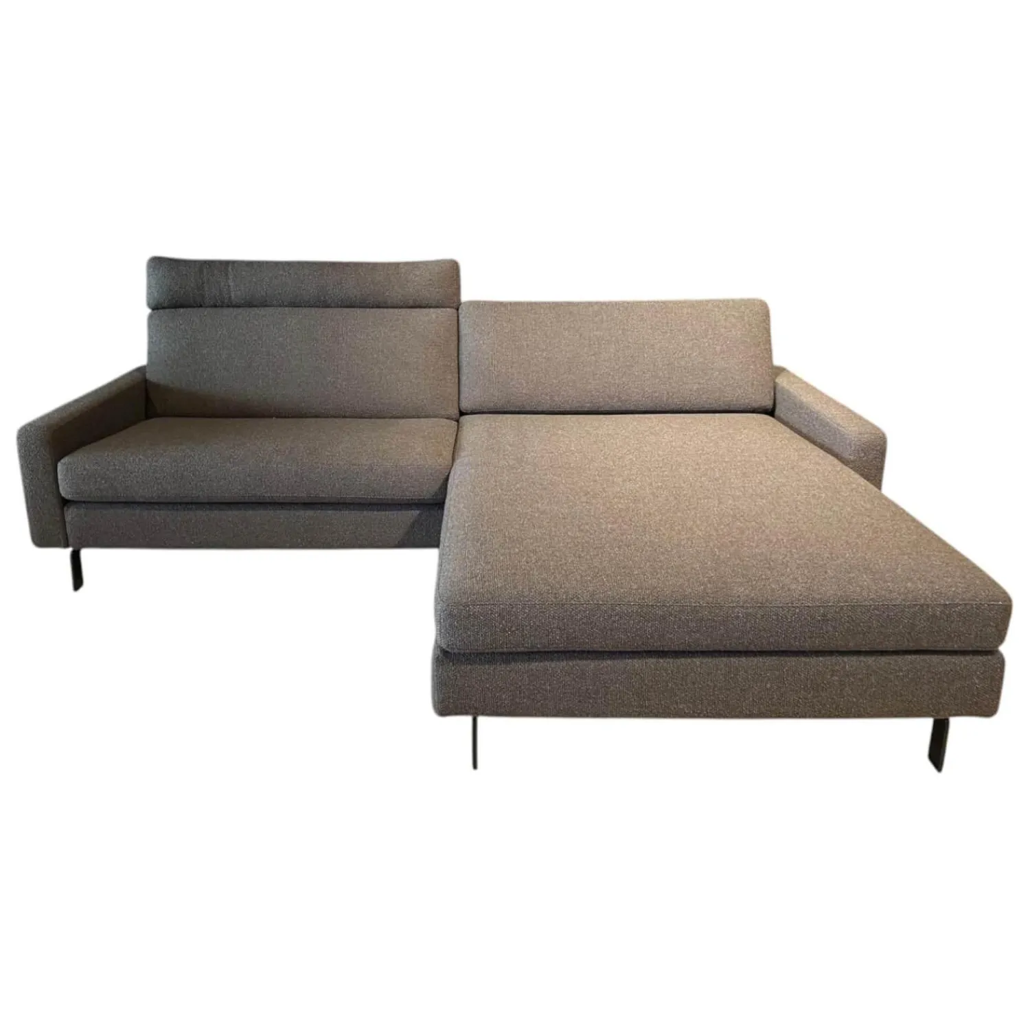 COR Ecksofas|Ecksofa Conseta Stoff 8209 Marone Grau Braun Schmalfuß Metall Schwarz Inklusive Nackenstütze