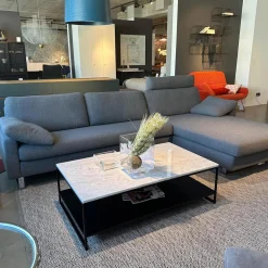 COR Ecksofas|Ecksofa Conseta Stoff 5016 Mittelgrau Grau Gestell Metall Verchromt Inklusive Armkissen