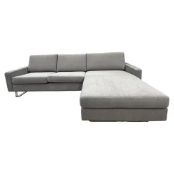 COR Ecksofas|Ecksofa Conseta Stoff 8159 Mittelgrau Metallkufen Verchromt
