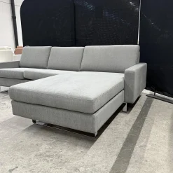 COR Ecksofas|Ecksofa Conseta Stoff 8159 Mittelgrau Metallkufen Verchromt