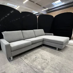 COR Ecksofas|Ecksofa Conseta Stoff 8159 Mittelgrau Metallkufen Verchromt