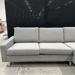 COR Ecksofas|Ecksofa Conseta Stoff 8159 Mittelgrau Metallkufen Verchromt