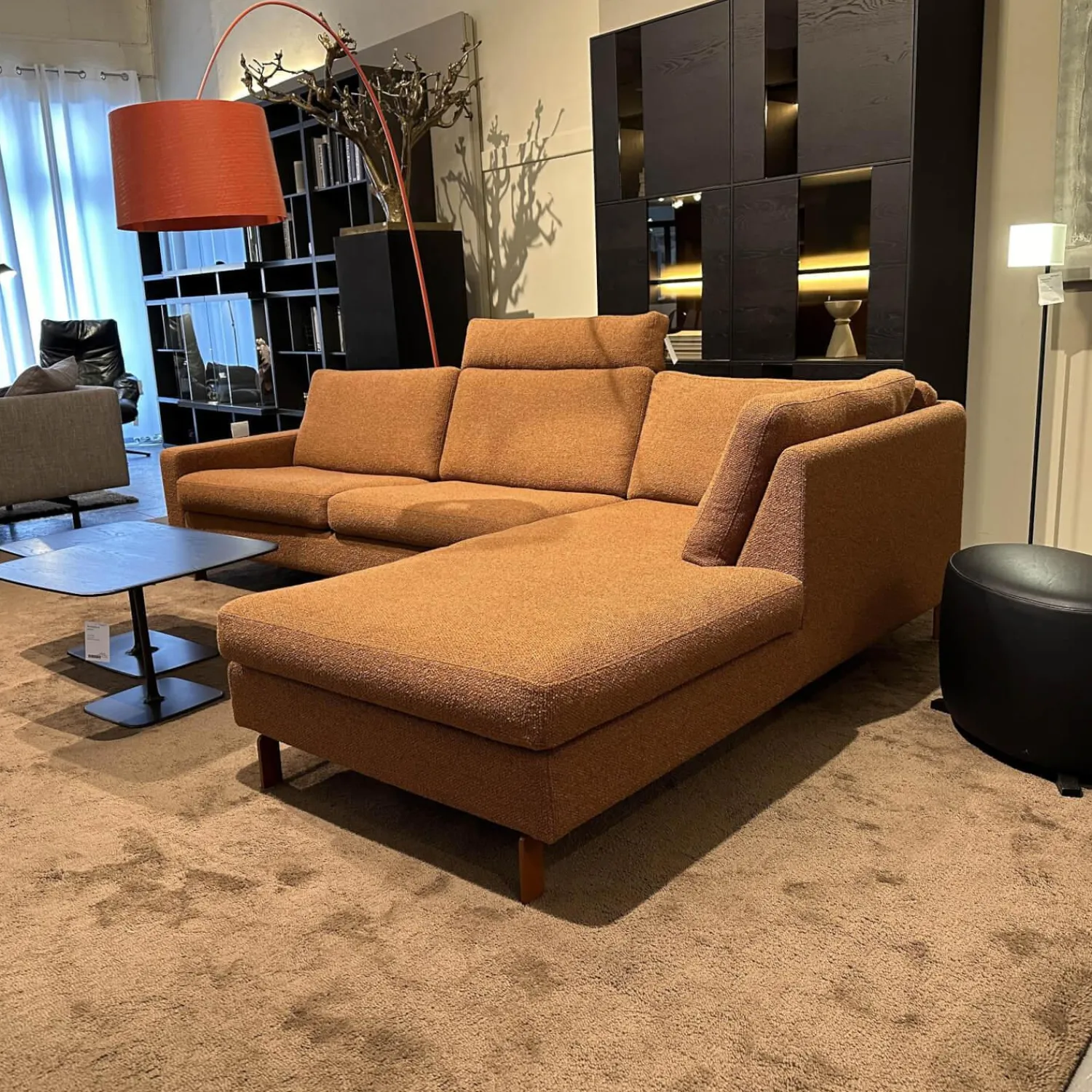 COR Ecksofas|Ecksofa Conseta Stoff 8202 Rost Orange Schmalfuß Orange Inklusive Kopfstütze