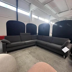COR Ecksofas|Ecksofa Conseta Stoff 8078 Tabak Anthrazit Metallkufe F04 Stahl Feinstruktur Mit Kopfstütze
